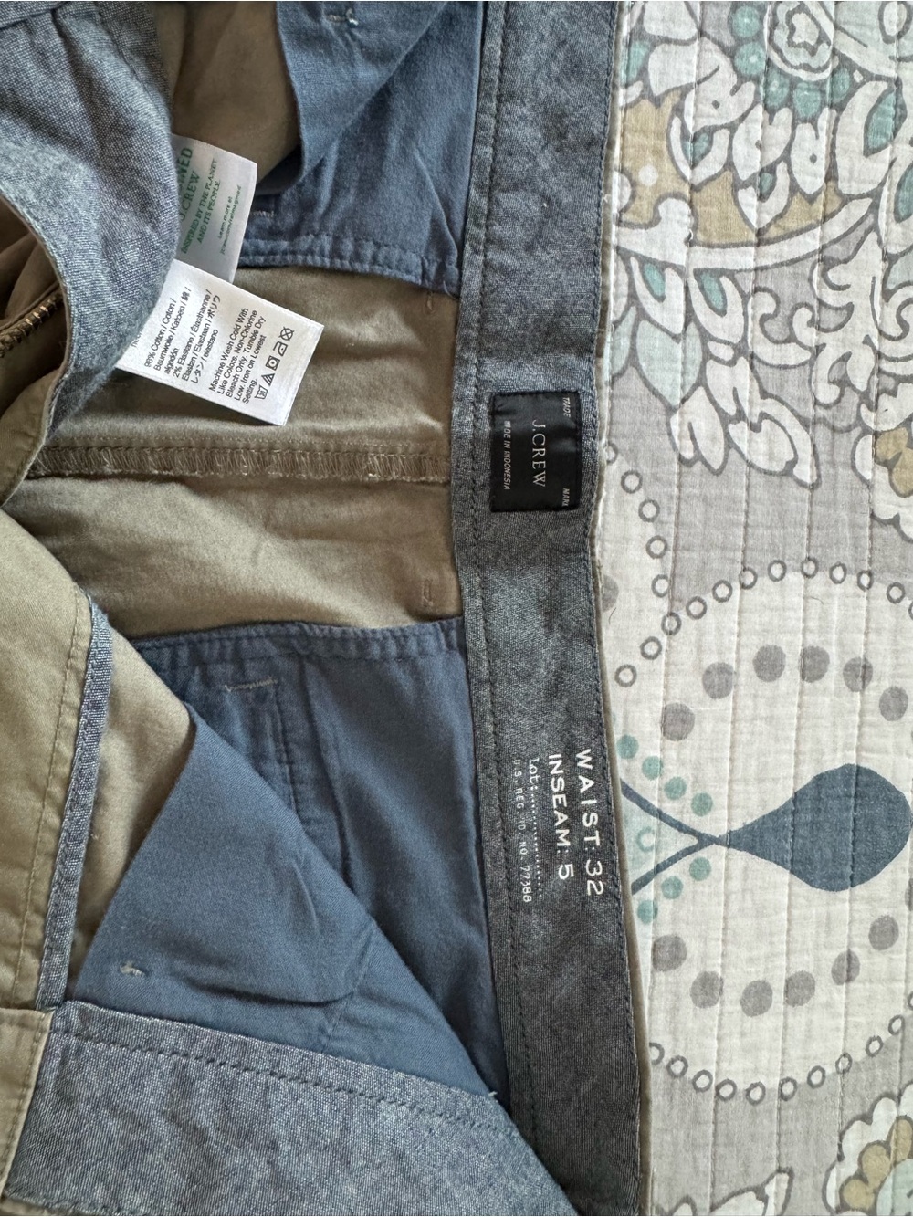 J. Crew Men’s Chinos in Slate Blue with Tan Lining